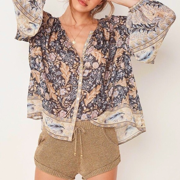 Spell and the Gypsy Balloon Sleeve Oasis Blouse in Nightshade Sz S - Picture 2 of 9